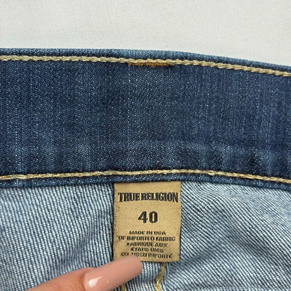 True Religion Jeans Mens 40x32 Blue Med Wash Relaxed Straight Denim Made In USA